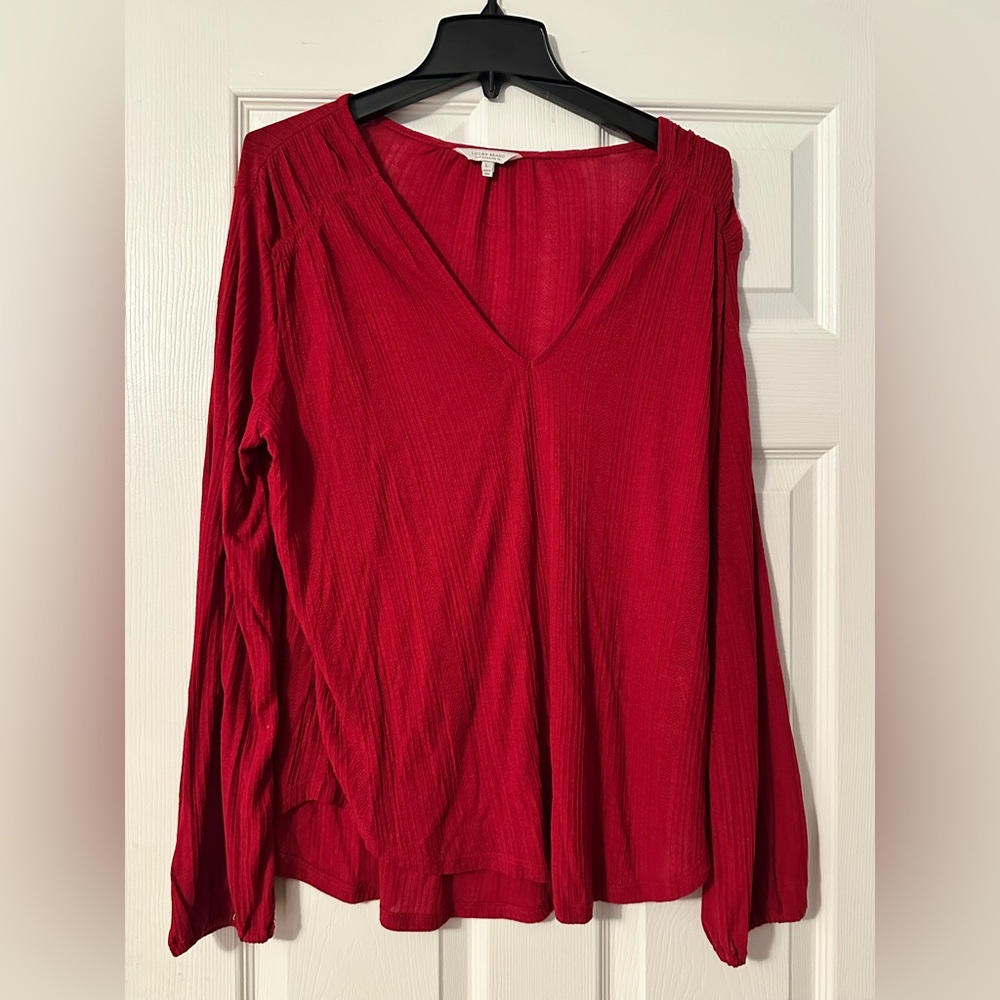 Lucky Brand Red V-Neck Blouse